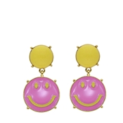 Goudkleurige bijoux oorbellen met roze smiley (1067849)