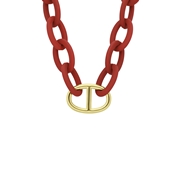 Orangefarbene Halskette mit vergoldetem Edelstahlanhänger (1067573)