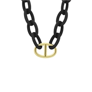 Schwarze Halskette mit vergoldetem Edelstahlanhänger (1067575)