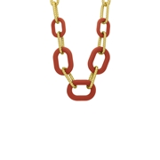 Chunky-Halskette aus vergoldetem Edelstahl mit orangefarbenen Gliedern (1067581)