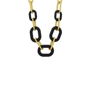 Chunky-Halskette aus vergoldetem Edelstahl mit schwarzen Gliedern (1067582)