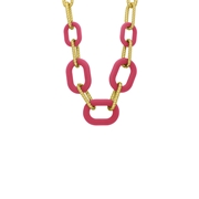 Chunky-Halskette aus vergoldetem Edelstahl mit fuchsiafarbenen Gliedern (1067583)