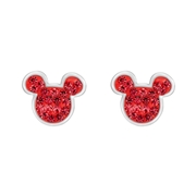 Edelstahlohrstecker Mickey Mouse mit rotem Kristall (1068015)