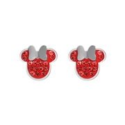 Stalen oorknoppen Minnie Mouse met rode kristal (1068020)