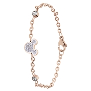 Stalen roseplated armband Mickey Mouse met wit kristal (1068036)