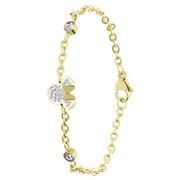 Stalen goldplated armband Minnie Mouse met wit kristal (1068040)
