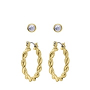Goudkleurige bijoux set van 2 oorbellen gedraaid (1067825)