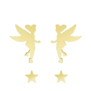 Stalen goldplated Disney Tinkerbell oorknoppen met ster (1068009)
