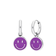 Edelstahlohrringe mit violettem Smiley (1067739)
