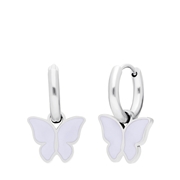Edelstahlohrringe mit weißem Schmetterling (1067755)