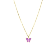 Stalen goldplated ketting met vlinder violet (1067766)