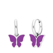 Stalen oorbellen met vlinder violet (1067767)
