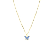 Stalen goldplated ketting met vlinder lichtblauw (1067774)