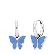 Stalen oorbellen met vlinder lichtblauw (1067775)