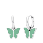 Stalen oorbellen met vlinder mint (1067779)