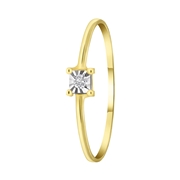 14k gouden ring solitair vierkant diamant(0,025ct) (1067804)