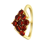 Stalen goldplated vintage ring met bloem ento rood (1067944)