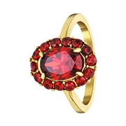 Stalen goldplated vintage ring met bloem rode zirkonia (1067947)