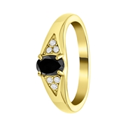 Stalen goldplated vintage ring zwart (1067950)