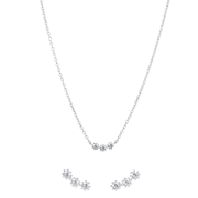 Silbernes Schmuck-Set Halskette und Ohrringe Zirkonia (1068208)
