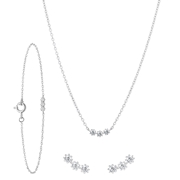Zilveren set ketting, armband, oorbellen zirkonia (1068209)