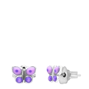 Zilveren kinderoorknoppen vlinder emaille (1068372)