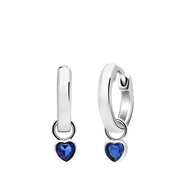 Silberne Ohrringe mit Anhänger Herz Zirkonia dunkelblau (1068386)