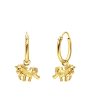 Silberne, goldplattierte Kinder-Ohrringe mit Anhänger Pferd (1068379)
