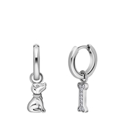 Zilveren oorringen met hanger hond en bot (1068426)