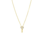 Goldplattierte Halskette aus Edelstahl mit schlüsselförmigem Anhänger Zirkonia (1068456)