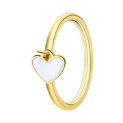 Goldplattierter Ring aus Edelstahl mit weißem Emaille-Herz (1068498)