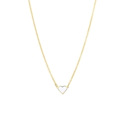 Stalen goldplated ketting met hart emaille wit (1068499)