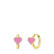 Goldplattierte Ohrringe aus Edelstahl mit roséfarbenem Emaille-Herz (1068505)