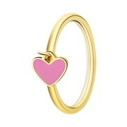 Goldplattierter Ring aus Edelstahl mit roséfarbenem Emaille-Herz (1068506)