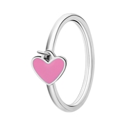 Ring aus Edelstahl mit roséfarbenem Emaille-Herz (1068510)