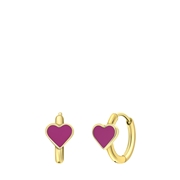 Goldplattierte Ohrringe aus Edelstahl mit pinkfarbenem Emaille-Herz (1068513)