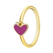 Goldplattierter Ring aus Edelstahl mit pinkfarbenem Emaille-Herz (1068514)