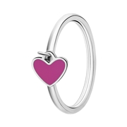Ring aus Edelstahl mit pinkfarbenem Emaille-Herz (1068518)