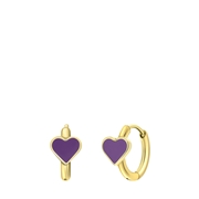 Goldplattierte Ohrringe aus Edelstahl mit violettem Emaille-Herz (1068521)