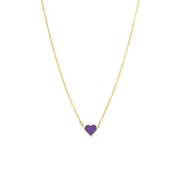 Stalen goldplated ketting met hart emaille violet (1068523)