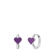 Stalen oorringen met hart emaille violet (1068525)