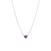 Halskette aus Edelstahl mit violettem Emaille-Herz (1068527)