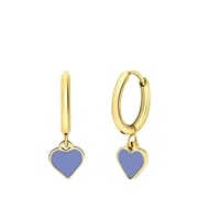 Stalen goldplated oorringen met hart emaille lichtblauw (1068528)