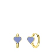Stalen goldplated oorringen met hart emaille lichtblauw (1068529)