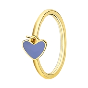 Stalen goldplated ring met hart emaille lichtblauw (1068530)
