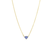 Stalen goldplated ketting met hart emaille lichtblauw (1068531)