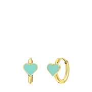 Goldplattierte Ohrringe aus Edelstahl mit mitgrünem Emaille-Herz (1068537)