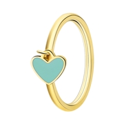 Goldplattierter Ring aus Edelstahl mit mintgrünem Emaille-Herz (1068538)