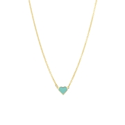 Stalen goldplated ketting met hart emaille mint (1068539)