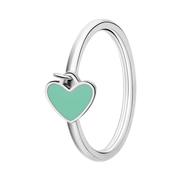 Stalen ring met hart emaille mint (1068542)